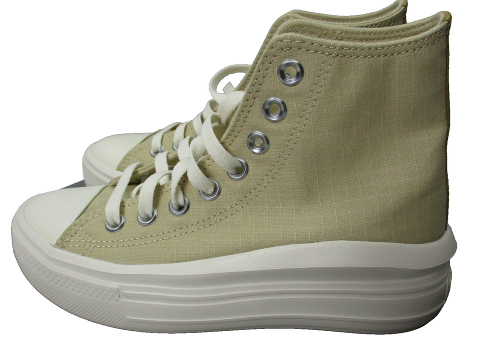 Converse Womens Sz 6 Chuck Taylor All Star Move Hi Platform Beige Combs Shoes